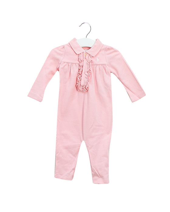 A Pink Long Sleeve Jumpsuits from Ralph Lauren in size 3-6M for girl. (Front View)