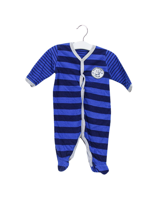A Blue Onesies from Petit Bateau in size 0-3M for boy. (Front View)