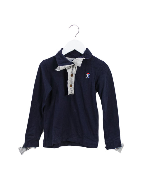 A Navy Long Sleeve Polos from Jessie and James in size 4T for boy. (Front View)