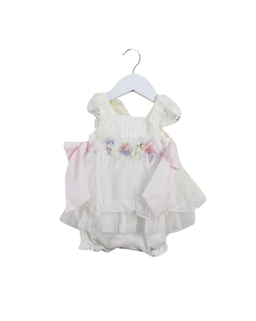 A White Sleeveless Rompers from Nicholas & Bears in size 3-6M for girl. (Front View)