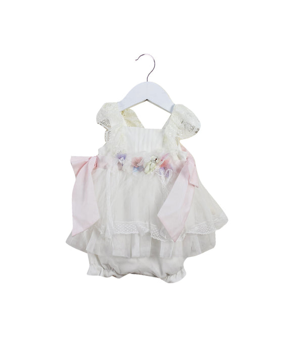 A White Sleeveless Rompers from Nicholas & Bears in size 3-6M for girl. (Front View)