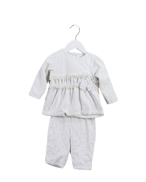 A White Pants Sets from Chickeeduck in size 6-12M for girl. (Front View)