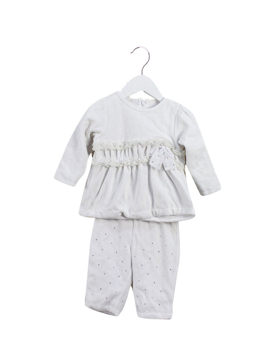A White Pants Sets from Chickeeduck in size 6-12M for girl. (Front View)