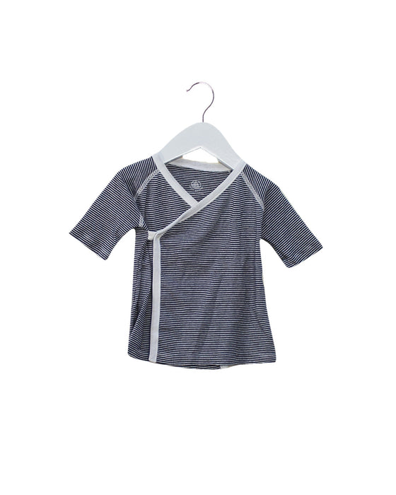 A Navy Short Sleeve Tops from Petit Bateau in size 3-6M for girl. (Front View)