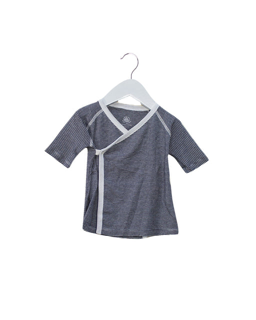 A Navy Short Sleeve Tops from Petit Bateau in size 3-6M for girl. (Front View)