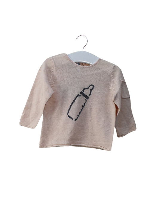 A Pink Knit Sweaters from Oscar et Valentine in size 3-6M for girl. (Front View)