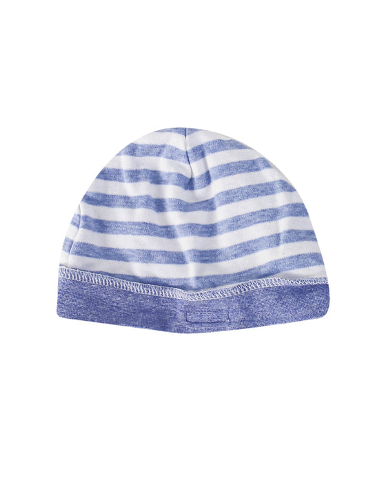 A Blue Beanies from Mides in size Newborn for boy. (Front View)