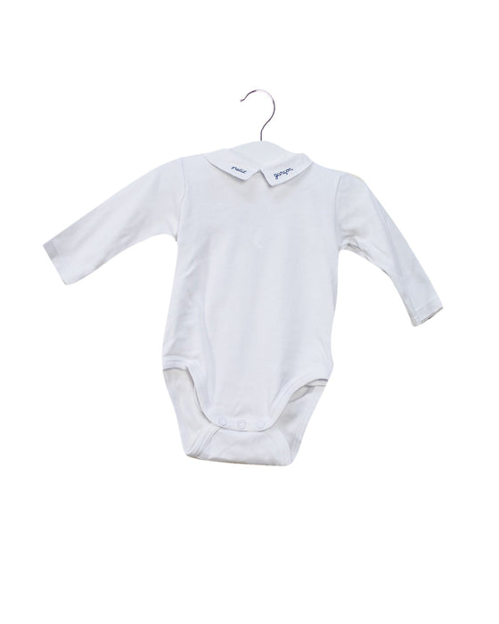 A White Long Sleeve Bodysuits from Jacadi in size 0-3M for girl. (Front View)