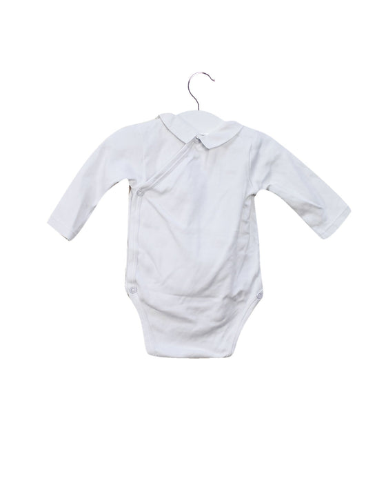 A White Long Sleeve Bodysuits from Jacadi in size 0-3M for girl. (Back View)
