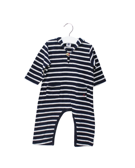 A Navy Long Sleeve Jumpsuits from Petit Bateau in size 6-12M for boy. (Front View)