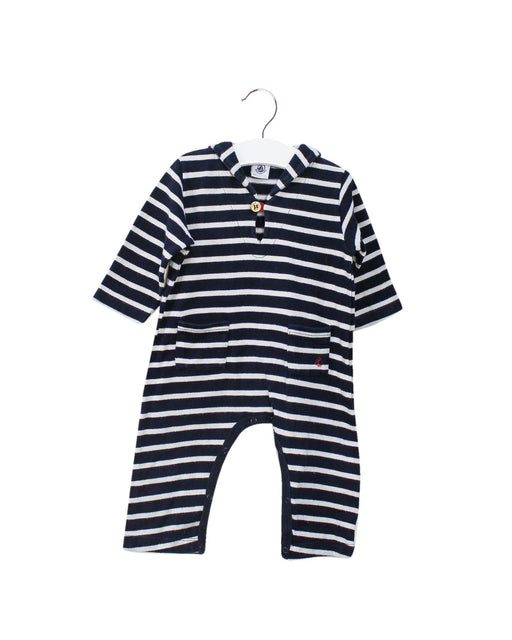A Navy Long Sleeve Jumpsuits from Petit Bateau in size 6-12M for boy. (Front View)