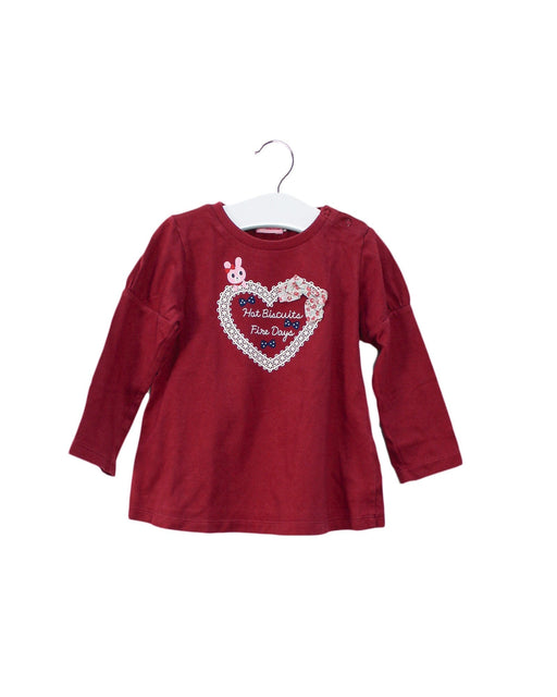 A Burgundy Long Sleeve Tops from Miki House in size 18-24M for girl. (Front View)