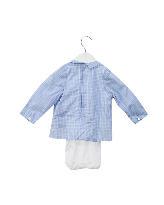 A Blue Long Sleeve Bodysuits from Cyrillus in size 3-6M for boy. (Back View)