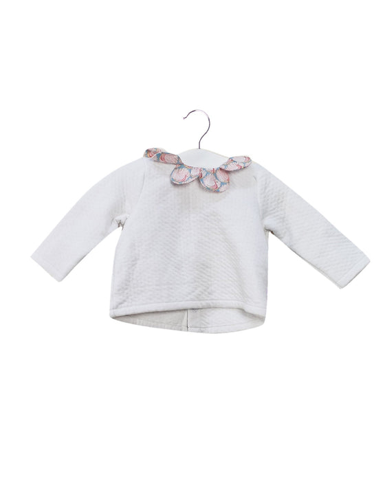A White Long Sleeve Tops from Jacadi in size 3-6M for girl. (Front View)