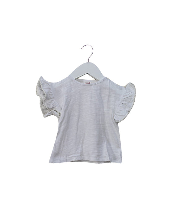 A White Sleeveless Tops from Seed in size 6-12M for girl. (Front View)