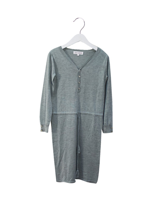 A Teal Long Sleeve Dresses from Excuse My French in size 8Y for girl. (Front View)