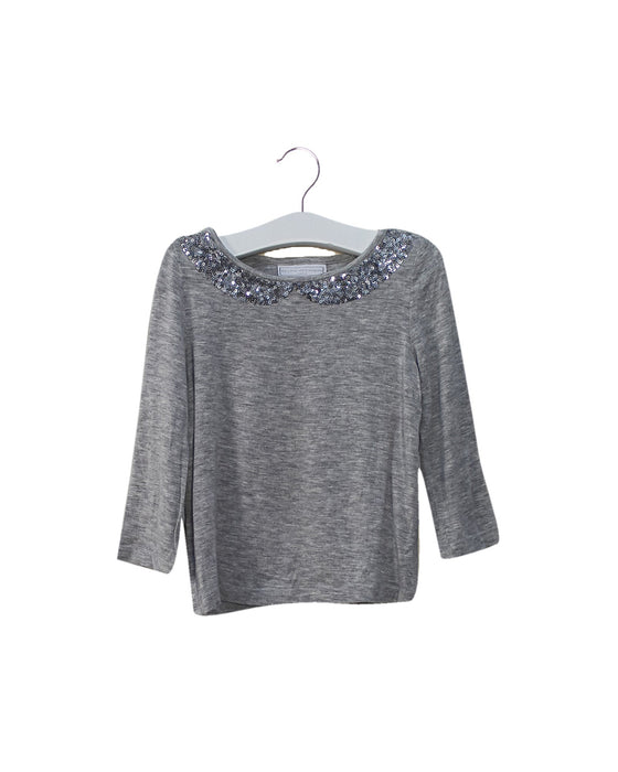 A Grey Long Sleeve Tops from The Little White Company in size 12-18M for girl. (Front View)