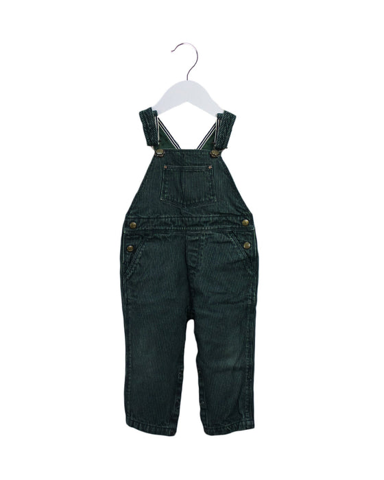 A Green Long Overalls from Petit Bateau in size 6-12M for boy. (Front View)