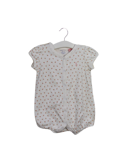 A Pink Short Sleeve Rompers from Ralph Lauren in size 3-6M for girl. (Front View)