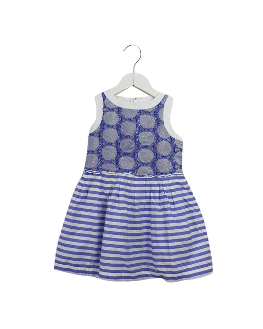 A Blue Sleeveless Dresses from Simonetta in size 4T for girl. (Front View)