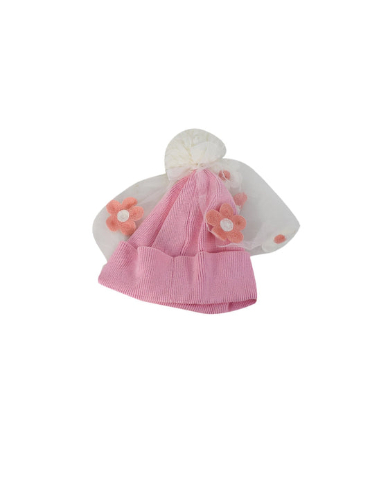 A Pink Winter Hats from As Know As Ponpoko in size O/S for girl. (Front View)