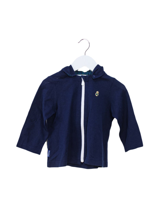 A Navy Zippered Sweatshirts from Familiar in size 12-18M for boy. (Front View)