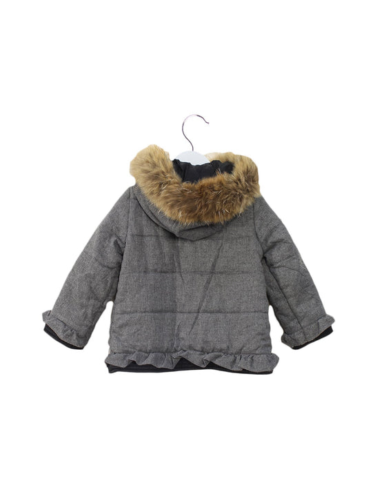 A Grey Puffer/Quilted Jackets from Lili Gaufrette in size 5T for girl. (Back View)