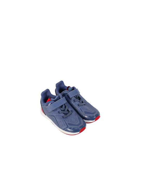 A Blue Sneakers from Adidas in size 4T for girl. (Front View)
