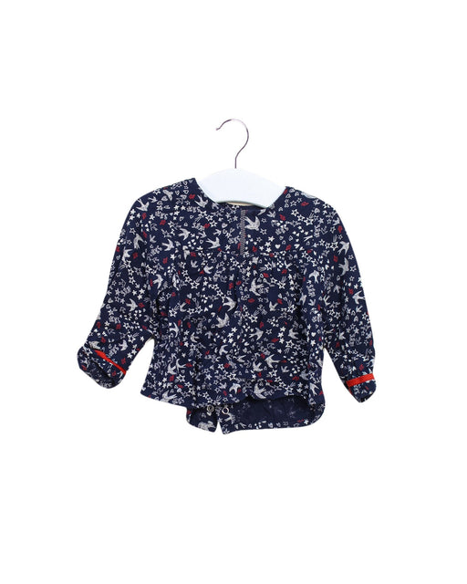 A Navy Long Sleeve Tops from IKKS in size 6-12M for girl. (Front View)