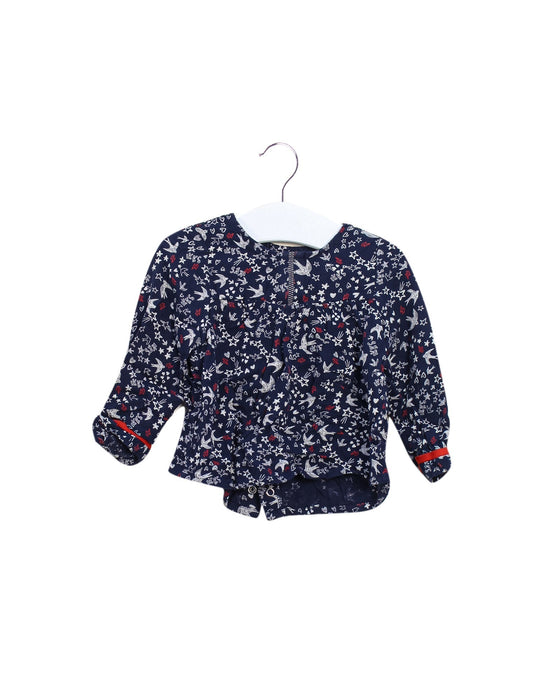 A Navy Long Sleeve Tops from IKKS in size 6-12M for girl. (Front View)