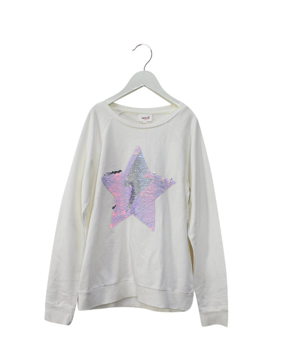 A White Crewneck Sweatshirts from Seed in size 10Y for girl. (Front View)