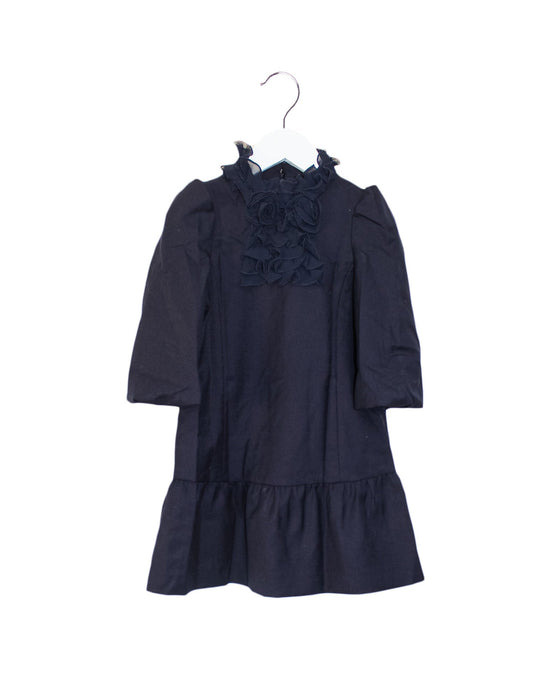 A Navy Long Sleeve Dresses from Nicholas & Bears in size 4T for girl. (Front View)