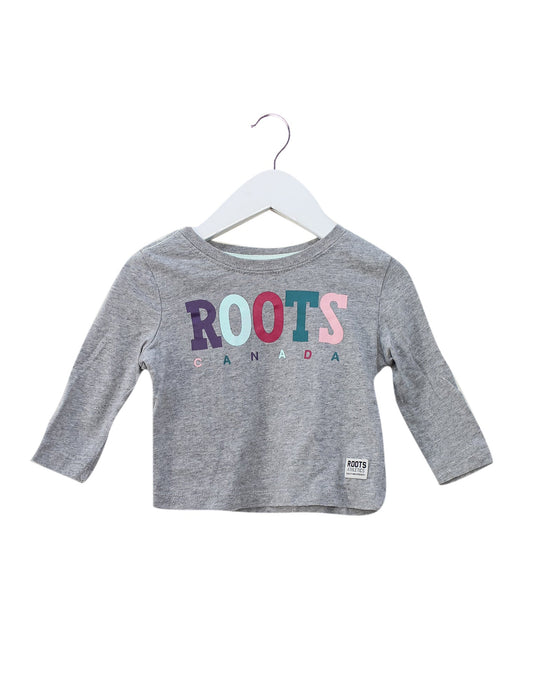 A Grey Long Sleeve Tops from Roots in size 3-6M for neutral. (Front View)