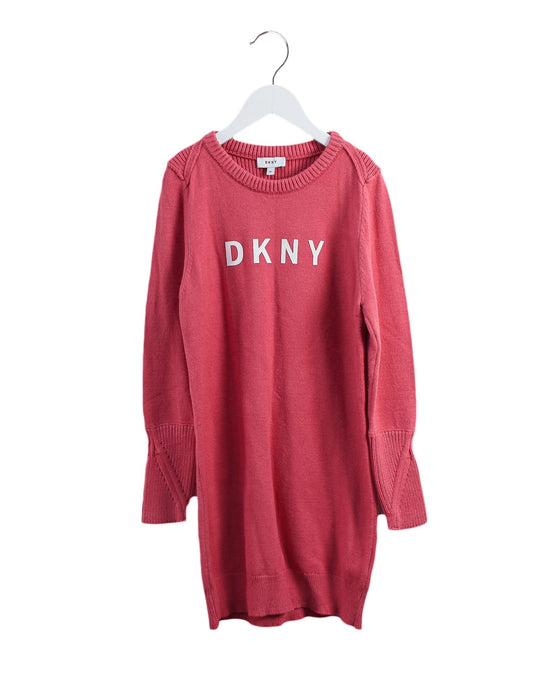 A Pink Sweater Dresses from DKNY in size 10Y for girl. (Front View)