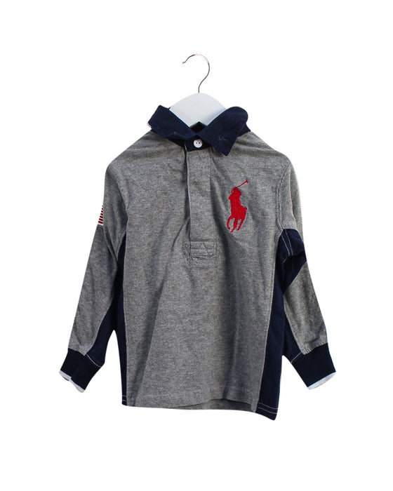 A Grey Long Sleeve Polos from Polo Ralph Lauren in size 2T for boy. (Front View)
