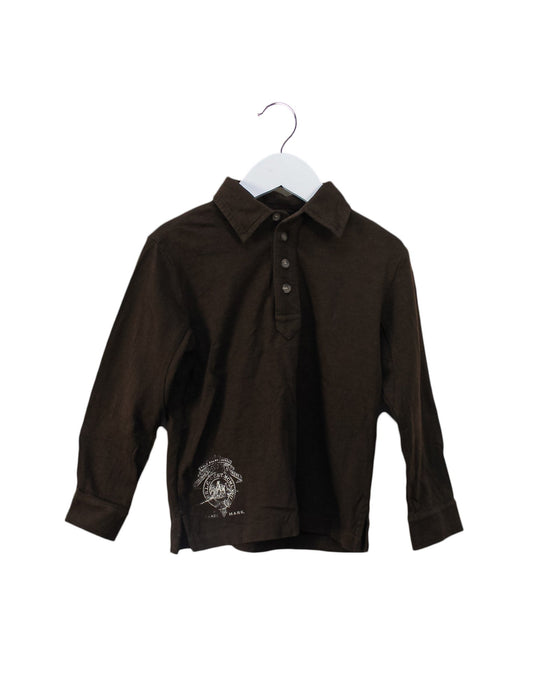A Brown Long Sleeve Polos from Polo Ralph Lauren in size 4T for boy. (Front View)