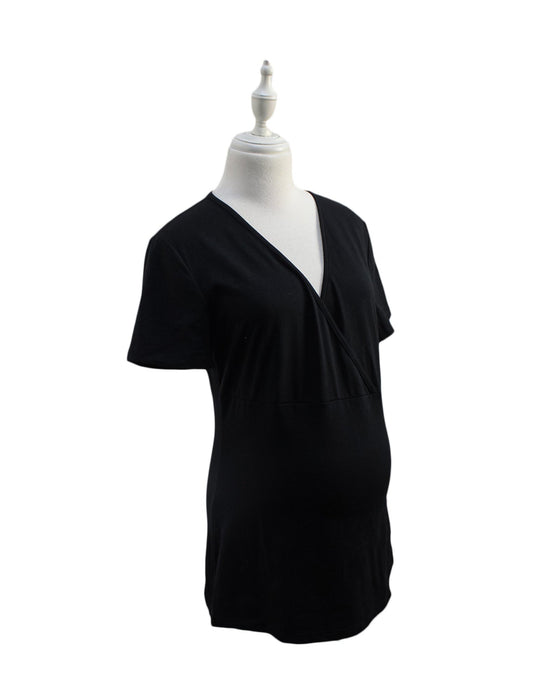 A Black Short Sleeve Tops from Seraphine in size S for maternity. (Front View)