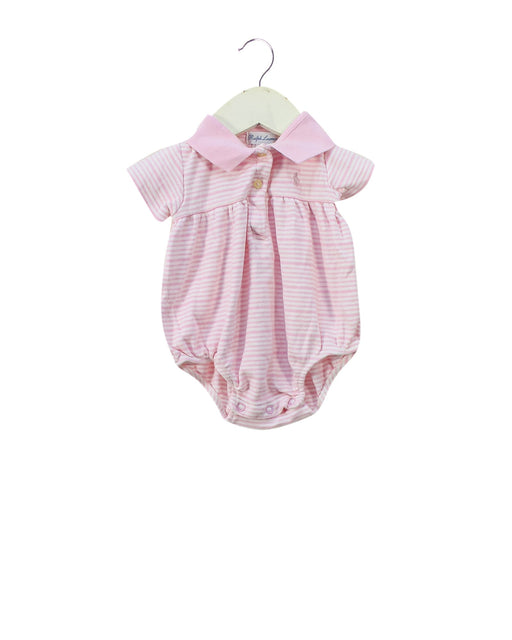 A Pink Short Sleeve Bodysuits from Ralph Lauren in size 0-3M for girl. (Front View)