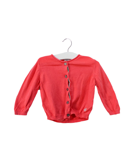 A Pink Cardigans from Petit Bateau in size 6-12M for girl. (Front View)
