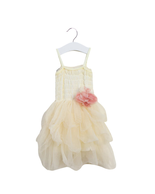 A Yellow Sleeveless Dresses from Britt in size 6-12M for girl. (Front View)