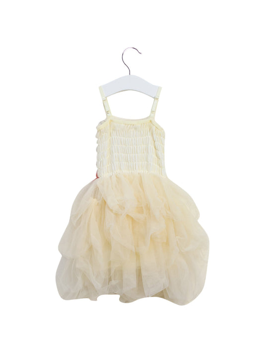 A Yellow Sleeveless Dresses from Britt in size 6-12M for girl. (Back View)