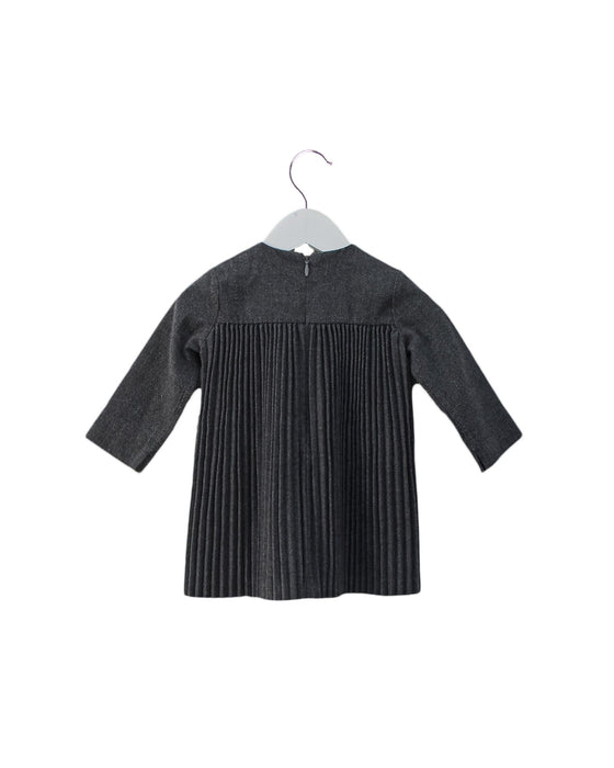 A Grey Long Sleeve Dresses from Il Gufo in size 6-12M for girl. (Back View)