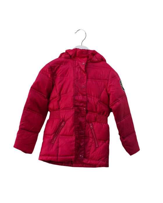 A Pink Puffer/Quilted Jackets from Diesel in size 4T for girl. (Front View)