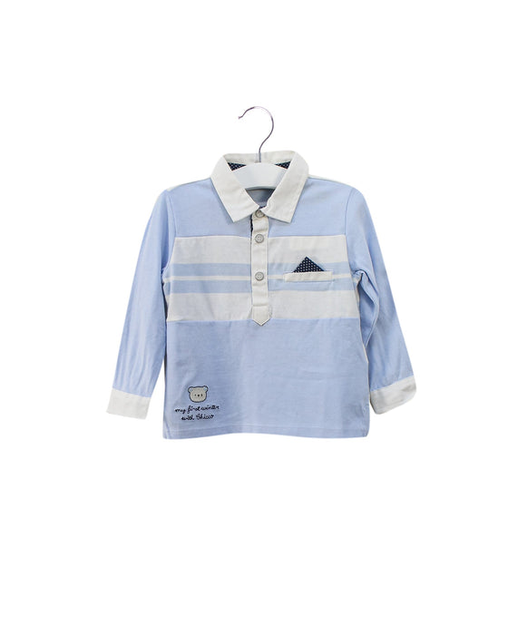 A White Long Sleeve Polos from Chicco in size 6-12M for boy. (Front View)