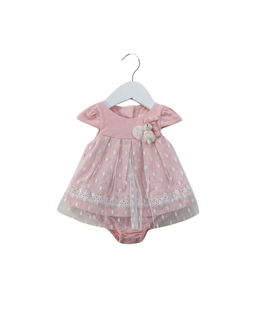 A Pink Short Sleeve Bodysuits from Nicholas & Bears in size 0-3M for girl. (Front View)