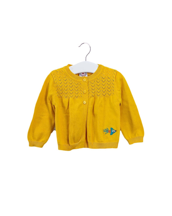 A Yellow Cardigans from La Compagnie des Petits in size 6-12M for girl. (Front View)
