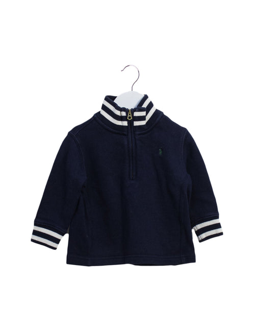 A Navy Zippered Sweatshirts from Polo Ralph Lauren in size 6-12M for boy. (Front View)