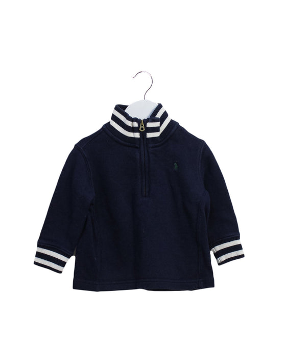 A Navy Zippered Sweatshirts from Polo Ralph Lauren in size 6-12M for boy. (Front View)