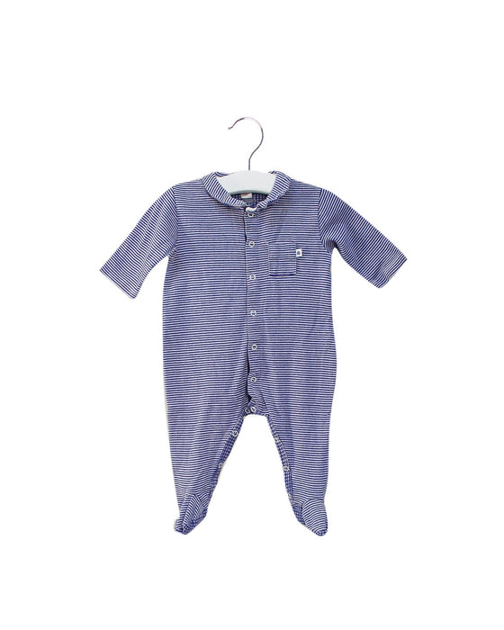 A Blue Onesies from Petit Bateau in size 0-3M for boy. (Front View)