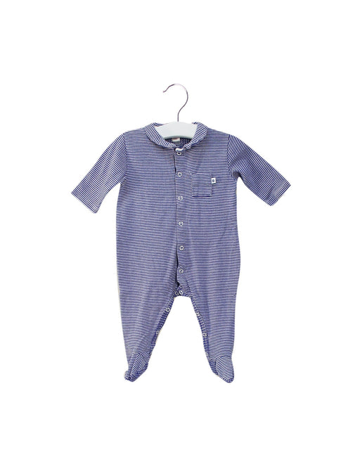 A Blue Onesies from Petit Bateau in size 0-3M for boy. (Front View)